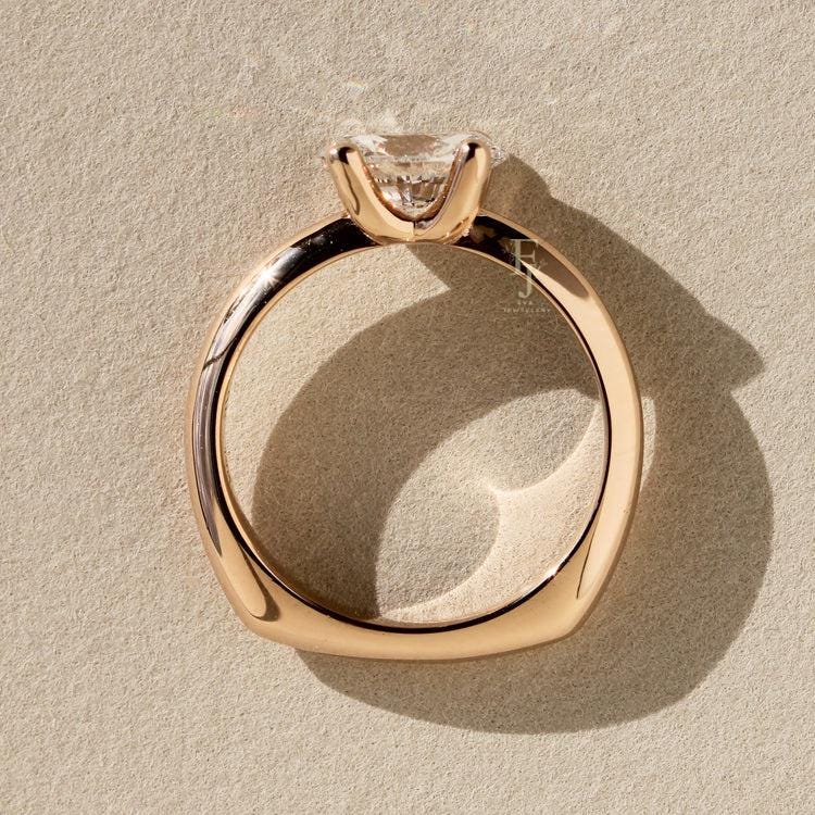 14k Yellow Gold East West Oval Lab Grown Diamond Ring, Euro Shank Ring ...