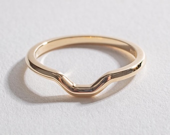 14k Curved Engagement Band | Real Gold Wedding Band | 1.6MM Curved Wedding Ring | 14k Gold Band | Contour Band | Stack Ring | Curve Band