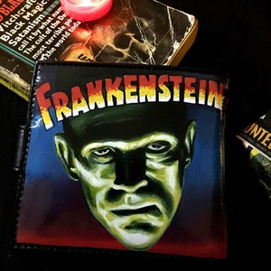 Frankenstein, cartera de cuero pintada a mano