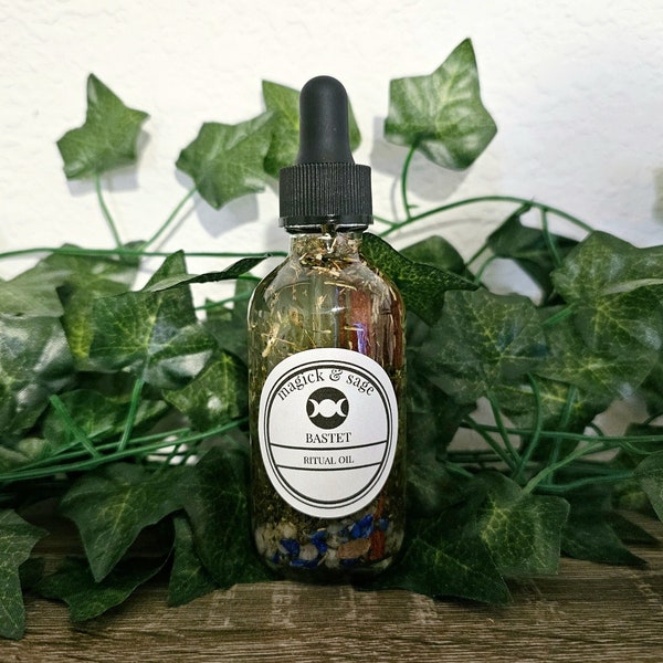 BASTET Goddess Oil - work and connect with Bast - Goddess of the Home, Domesticity, Cats, Fertility, Childbirth - Ritual & Altar Tools