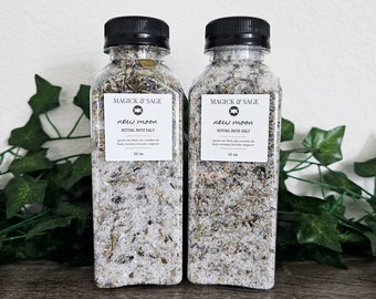 NEW MOON Ritual Bath Salt - New Beginnings, Intentions, Manifest, Call Into Fruition - Manifesting Herbal Spelled Soak with Essential Oils
