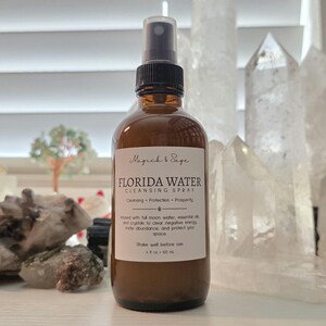 Florida Water Spray - Crystal Infused Spiritual Oil Cologne for Cleansing, Protection, Luck, Abundance and Prosperity Ritual Oils