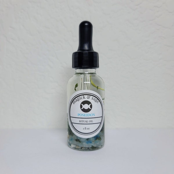 POSEIDON God Oil - work and connect with Poseidon - God of the Sea and Waters, Storms - Neptune - Greek - Ritual Oil & Altar Tools