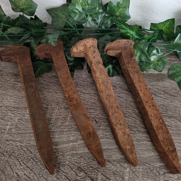 Rusted Railroad Spikes Set of 4 - Powerful Home and Property Protection, Shielding, Warding, Hoodoo - Ritual & Altar Tools