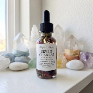 Seven Chakras Ritual Oil - Chakra Balance, Energy Alignment, Healing, Meditation
