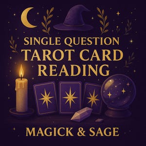 Leitura de cartas de tarô com uma única pergunta - Adivinhação, leitura intuitiva e guiada pelo espírito em menos de 48 horas - Documento PDF com foto