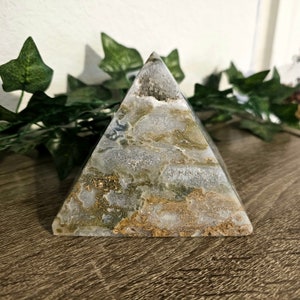 Moss Agate Druzy Pyramid - Large 883g - New Beginnings, Abundance, Prosperity, Wealth, Business, Creativity, Love - Crystals & Gemstones