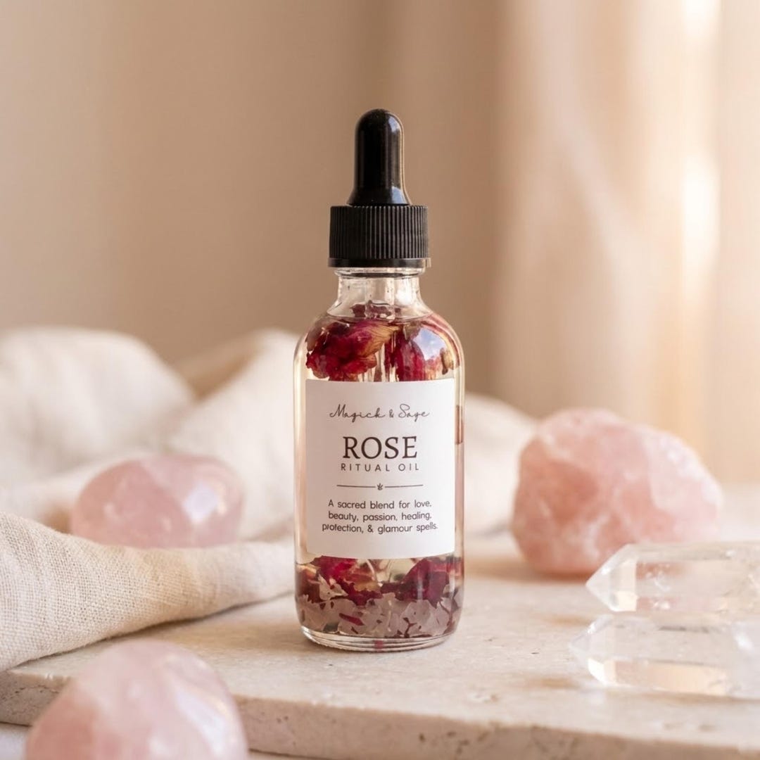 Rose Ritual Oil - Love, Beauty, Passion, Divination, Healing, Luck ...