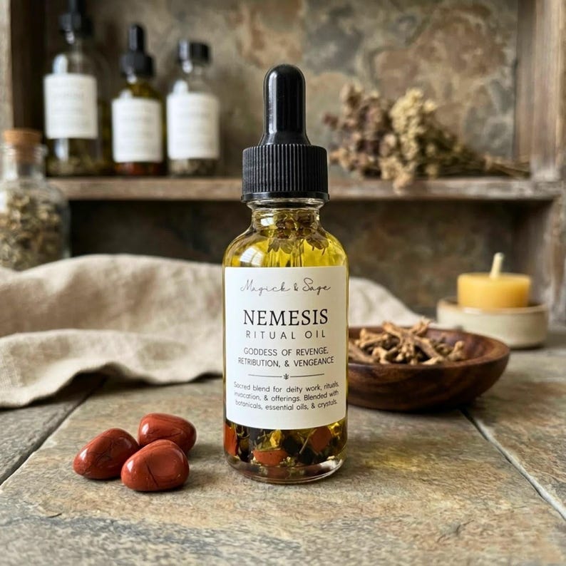 Nemesis Ritual Oil - Greek Goddess of Divine Justice, Balance, and Retribution