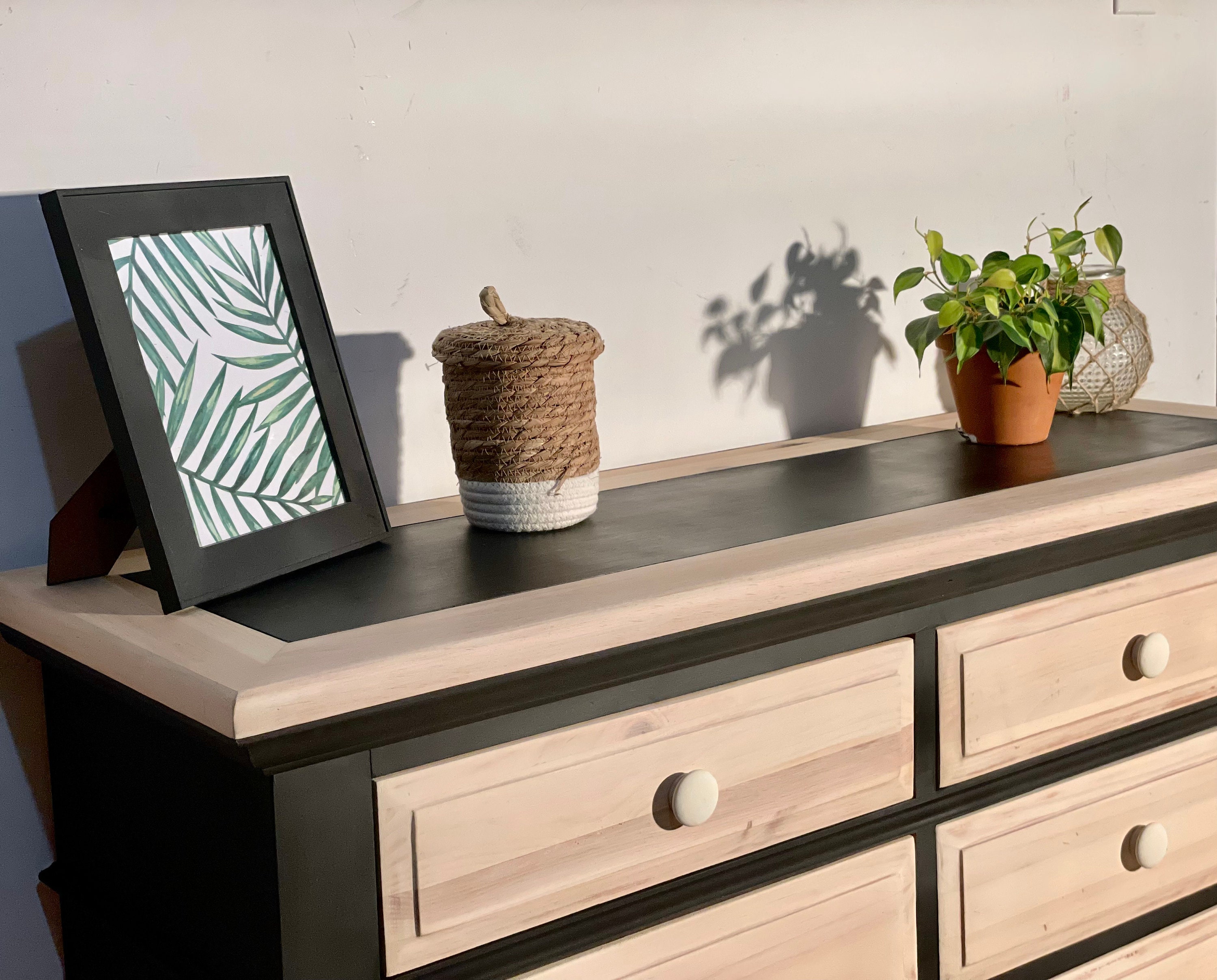 SOLD Black and Washed White Dresser Etsy