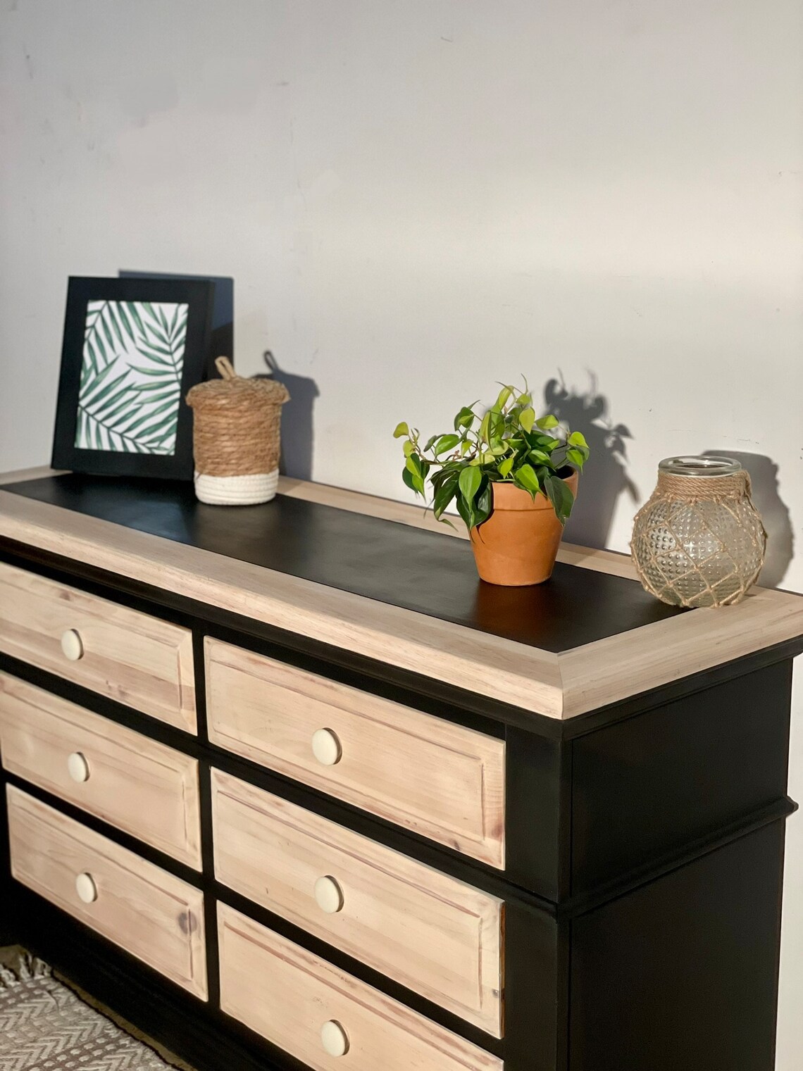 SOLD Black and Washed White Dresser Etsy
