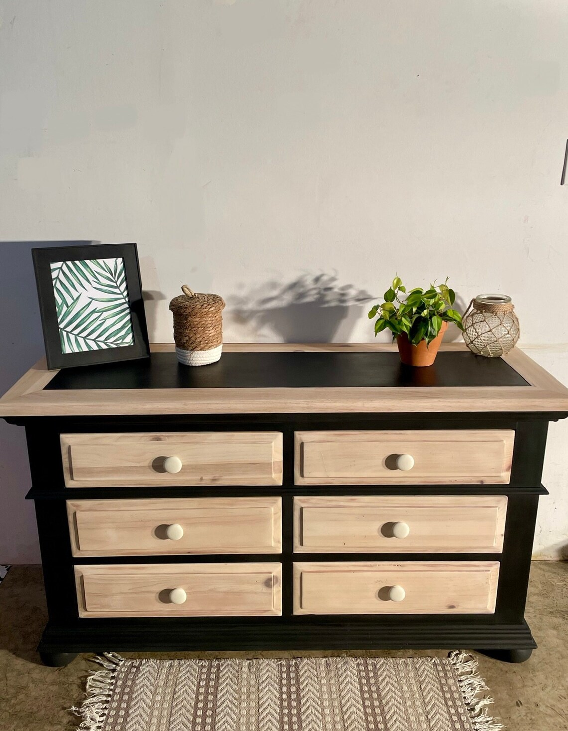 SOLD Black and Washed White Dresser Etsy