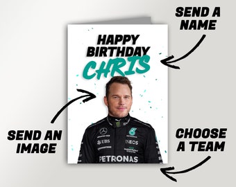 Custom F1 Birthday Card. Perfect for F1 fans!