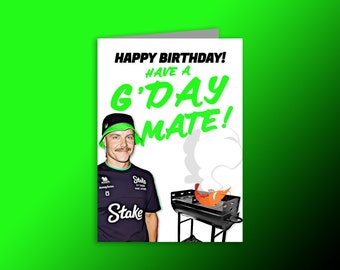 F1 Valttari Bottas Birthday Card - 'Happy Birthday have a g'day mate' Birthday Card