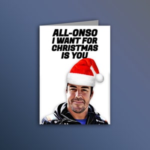 Cartão de Natal Fernando Alonso F1 - 'Tudo que eu quero no Natal é você' | Cartão de Natal F1 | Cartão de Natal da Fórmula 1