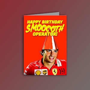 Carlos Sainz F1-verjaardagskaart - 'Happy Birthday Smooth Operator' | F1 verjaardagskaart |  Verjaardagskaart Carlos Sainz
