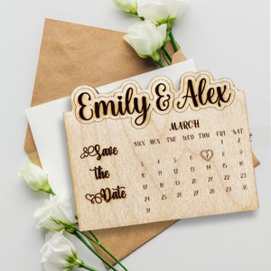 Floral Save the Date Magnet Calendar, Custom Wedding Favor ,Wooden Save the Date , Rustic Wedding Magnets 100% Birch Wooden