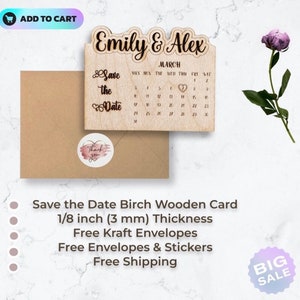 Wedding Invitation, Floral Save the Date Magnet, Custom Wedding Favor ,Wooden Save the Date , Rustic Wedding Magnets 100% Birch Wooden