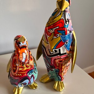 Graffiti Mom & Baby Penguin Figurines-Mothers Day Gifts zdjęcie 3