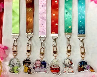 Genshin Sleepy Series Keychain with Lanyard
