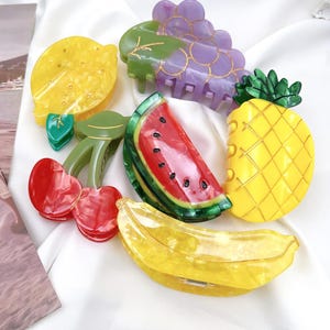 Medium Fruit Acetate Claw Clips – Cute Summer Hair Accessories for Thin to Medium Hair, Hair Claw Gift, Birthday or Bestie Gift for Her