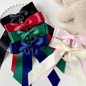 Women Big Ribbon Bow Clip, Long Tail Bow Clip For Weddings, Ponytail Clip, Satin Large Bow, Stylish Hair Accessories, Gifts For Her UK