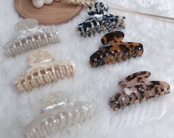 10cm Large Curved Claw Hair Clip, Cellulose Acetate Hair Claw with Crossed Teeth, Ladies Hair Claw For Thick Hair, Gifts For Her UK
