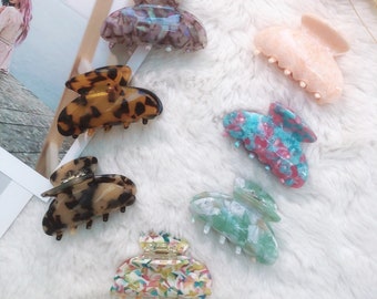 Small 6cm Colourful Curved Hair Claw, Ladies&#39; Style Hair Claw, Cellulose Acetate Hair Claw, Fashion Style Hair Claw Clips, Gifts For Her UK