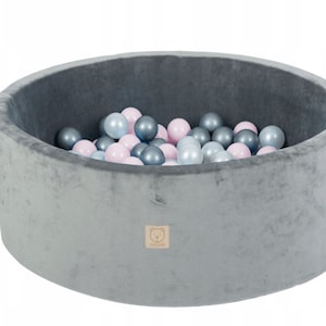 Pink or Grey Velvet Luxury ball pool ball pit Kids baby babies Soft play foam includes 150 balls nursery ballpool ballpit sensory toy game