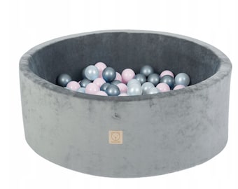 Pink or Grey Velvet Luxury ball pool ball pit Kids baby babies Soft play foam includes 150 balls nursery ballpool ballpit sensory toy game