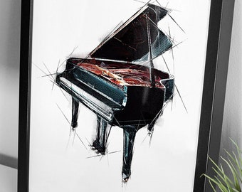 art mural de piano, cadeau pour pianiste, art de piano à queue, impressions de salle de musique, impression pour salle de musique, cadeaux de pianiste, impression d’affiche de pianiste, art du piano