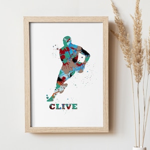 personalised rugby player print, custom rugby  print, personalised rugby art, rugby gift, gift for rugby player  , rugby player custom print