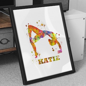 female gymnast personalised print, gymnast custom prints, wome&#39;s gymnast print, lady gymnast print, gymnast set of posters,  smear