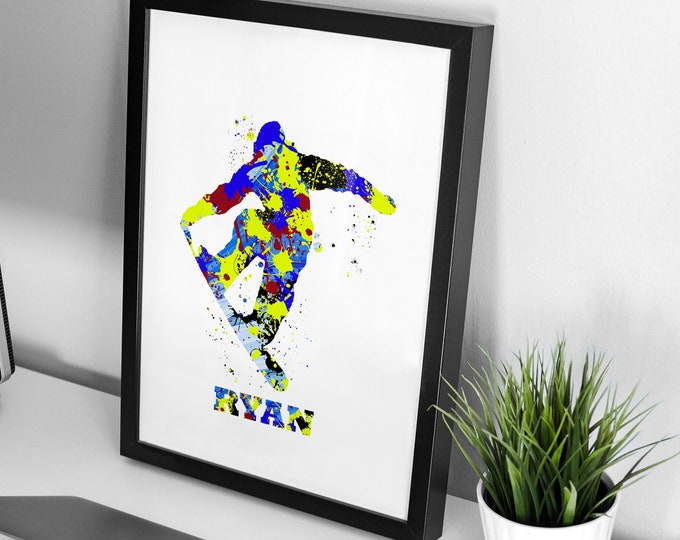 personalized snowboarder  print, custom snowboarder  print, personalised snowboarder art,   gift, gift for snowboarder , winter sports art