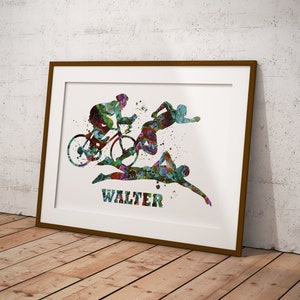 Triathlon gifts, triathlon gift print, triathlon poster print, personalised triathlon print, triathlon poster art, triathlete print gift
