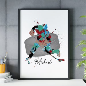 ice hockey personalised print, ice hockey gift, custom ice hockey player, ice hockey gifts, gift for hockey player , ice hockey custom art