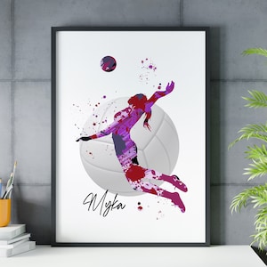 Volleyball personalised print, women's volleyball print, volleyball gifts, volleyball player print, custom volleyball print, volleyball art