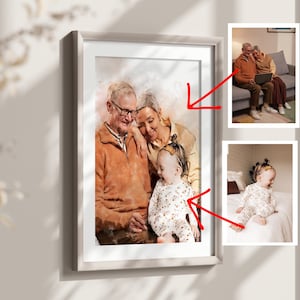 Add people to photo, deceased gift prints, combine family photos, memorial photos, loss of person print, photo merge , blending photos,