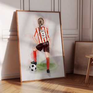 women&#39;s personalised football print  custom footballer print  personalised soccer gift  womens soccer print  gift for footballer , soccer