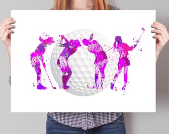 women' s golf prints, custom golf poster, golf poster print, ladies golf art, female golfer gift, golfer gift print, gift for a golfer