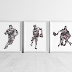 rugby player print set, rugby player prints, rugby wall art, rugby prints, rugby sketches, rugby player sketch, rugby gifts, rugby player
