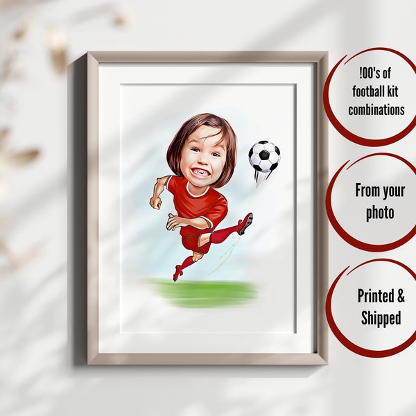 caricature custom print, caricature personalised print, football caricature print, footballer personalised poster , custom footballer