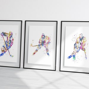 ice hockey prints, set of ice hockey prints, custom ice hockey player, ice hockey gifts, ice hockey wall art, ice hockey personalised