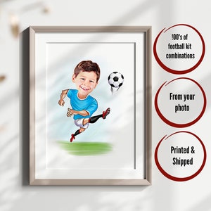 caricature custom print, caricature personalised print, football caricature print, footballer personalised poster , custom footballer