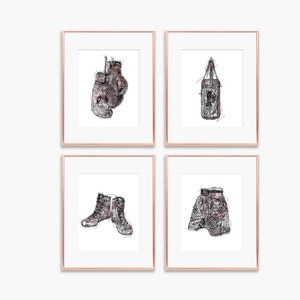 gift for a boxer, boxing print gift, set of boxing prints, boxing sketch print, boxing wall art, boxing poster set , set of boxing prints,
