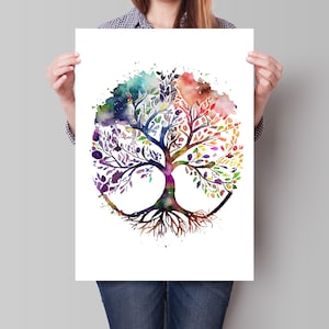 tree of life print, tree of life art, tree art, colourful tree print, self help tree, self help print, motivational tree, motivational tree
