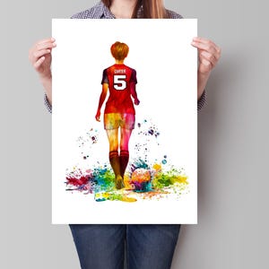 ladies football personalised print, gift for lady footballer, football custom print, women&#39;s football print, gift for footballer