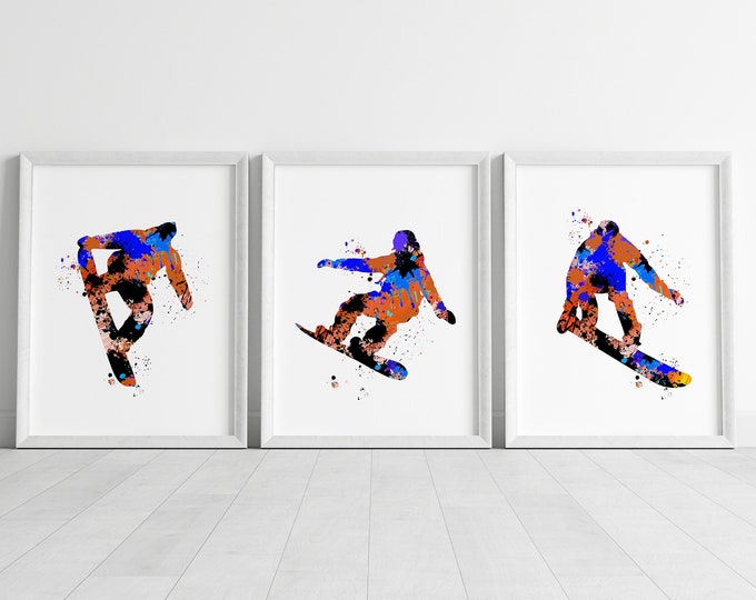 snowboarder gift prints, snowboarder prints, set of snowboarders , snowboarding prints, snowboarding gifts , snowboarder art, snowboarder