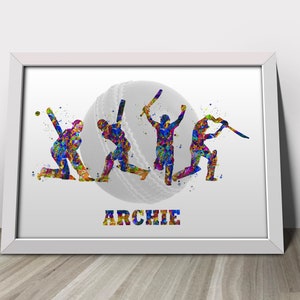 cricket gift print, personalised cricket gifts, cricketer gift print, gift for cricketer, cricket custom print , cricket watercolour print,