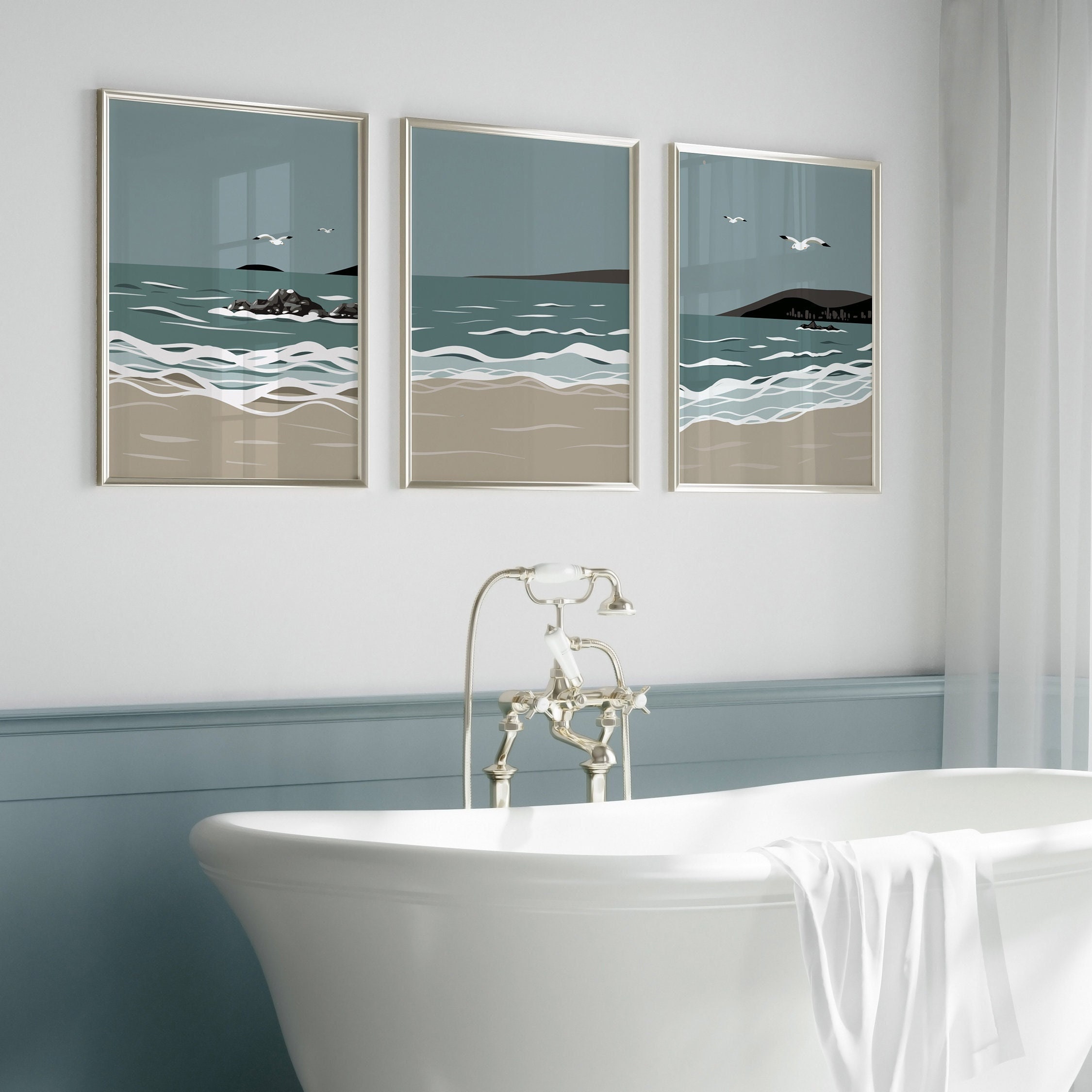 Ocean Set of Prints Bathroom Set of Prints Ocean Art Ocean - Etsy